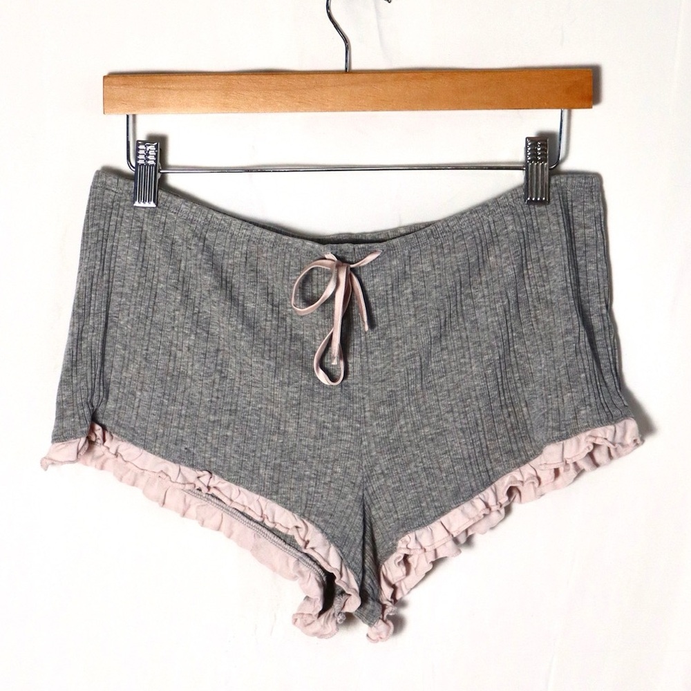 Victoria's Secret Gray Sleep Shorts with Pink Trim